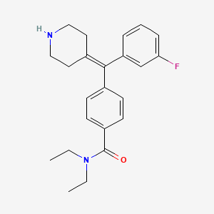 molecular formula C23H27FN2O B12765172 N,N-diethyl-4-[(3-fluorophenyl)-piperidin-4-ylidenemethyl]benzamide CAS No. 209807-53-4