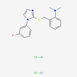 molecular formula C18H20Cl2FN3S B12765219 Benzenamine, N,N-dimethyl-2'-(((1-(3-fluorophenyl)-1H-imidazol-2-yl)thio)methyl)-, dihydrochloride CAS No. 123824-06-6