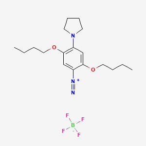 molecular formula C18H28BF4N3O2 B12765314 Benzenediazonium, 2,5-dibutoxy-4-(1-pyrrolidinyl)-, tetrafluoroborate(1-) CAS No. 71550-56-6