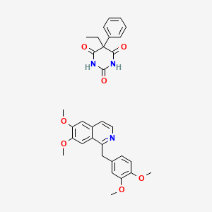 molecular formula C32H33N3O7 B12765411 Papaverine phenylethyl barbiturate CAS No. 5949-36-0