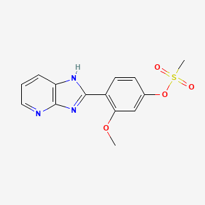 molecular formula C14H13N3O4S B12765419 Phenol, 4-(1H-imidazo(4,5-b)pyridin-2-yl)-3-methoxy-, methanesulfonate (ester) CAS No. 89454-21-7