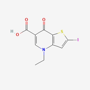 molecular formula C10H8INO3S B12765476 Thieno(3,2-b)pyridine-6-carboxylic acid, 4,7-dihydro-4-ethyl-2-iodo-7-oxo- CAS No. 81975-10-2