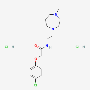 molecular formula C16H26Cl3N3O2 B12765511 Acetamide, 2-(4-chlorophenoxy)-N-(2-(hexahydro-4-methyl-1H-1,4-diazepin-1-yl)ethyl)-, dihydrochloride CAS No. 87654-80-6