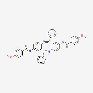 molecular formula C42H32N4O2 B12765519 N,N'-Bis((4-methoxyphenyl)methylene)-6,12-diphenyldibenzo(b,f)(1,5)diazocine-2,8-diamine CAS No. 130189-67-2