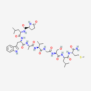 molecular formula C46H71N11O11S B12765564 Phyllolitorin, leu-8- CAS No. 87734-76-7