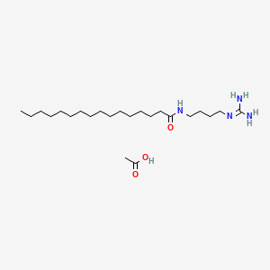 molecular formula C23H48N4O3 B12765580 Palmitamidobutyl guanidine acetate CAS No. 499222-93-4