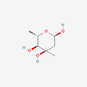 molecular formula C7H14O4 B12765614 L-Ribo-hexopyranose, 2,6-dideoxy-3-C-methyl- CAS No. 18423-82-0