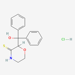 molecular formula C17H18ClNO2S B12765623 (+)-alpha,alpha-Diphenyl-3-thiomorpholinemethanol hydrochloride CAS No. 101584-11-6