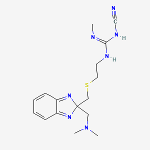 molecular formula C16H23N7S B12765693 N-Cyano-N'-methyl-N''-(2-(5-(2-(dimethylaminomethyl)benzimidazolyl)methylthio)ethyl)guanidine CAS No. 92715-31-6