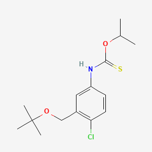 molecular formula C15H22ClNO2S B12765778 Carbamothioic acid, (4-chloro-3-((1,1-dimethylethoxy)methyl)phenyl)-, O-(1-methylethyl) ester CAS No. 165549-90-6