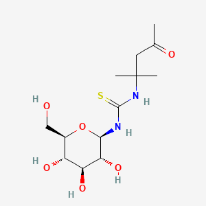 molecular formula C13H24N2O6S B12765819 Thiourea, N-(1,1-dimethyl-3-oxobutyl)-N'-beta-D-glucopyranosyl- CAS No. 83323-91-5