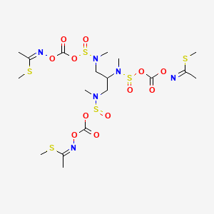 molecular formula C18H32N6O12S6 B12765842 N,N''-Tris((1,2,3-propyltrioxy)sulfinyl)tris(S-methyl N-((methylcarbamoyl)oxy)thioacetimidate) CAS No. 81862-05-7