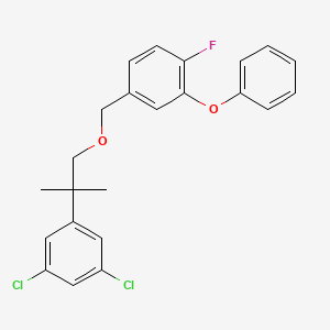 molecular formula C23H21Cl2FO2 B12765851 Benzene, 4-((2-(3,5-dichlorophenyl)-2-methylpropoxy)methyl)-1-fluoro-2-phenoxy- CAS No. 83493-32-7