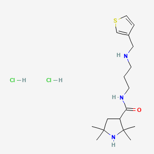 molecular formula C17H31Cl2N3OS B12765861 3-Pyrrolidinecarboxamide, 2,2,5,5-tetramethyl-N-(3-((3-thienylmethyl)amino)propyl)-, dihydrochloride CAS No. 93798-98-2
