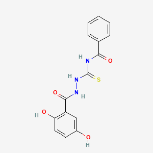 molecular formula C15H13N3O4S B12765901 N1-(2,5-Dihydroxybenzoyl)-N4-benzoylthiosemicarbazide CAS No. 220042-06-8