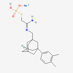 molecular formula C21H30N2NaO3PS B12765967 Monosodium salt of N-(3-(3,4-dimethylphenyl)adamant-1-ylmethyl)acetamidinothiophosphoric acid CAS No. 155622-20-1