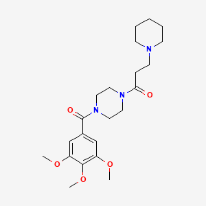 molecular formula C22H33N3O5 B12766034 Piperazine, 1-(1-oxo-3-(1-piperidinyl)propyl)-4-(3,4,5-trimethoxybenzoyl)- CAS No. 110187-49-0