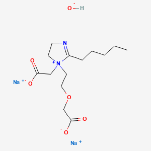 molecular formula C14H24N2Na2O6 B12766035 1H-Imidazolium, 1-(2-(carboxymethoxy)ethyl)-1-(carboxymethyl)-4,5-dihydro-2-pentyl-, hydroxide, disodium salt CAS No. 70776-33-9