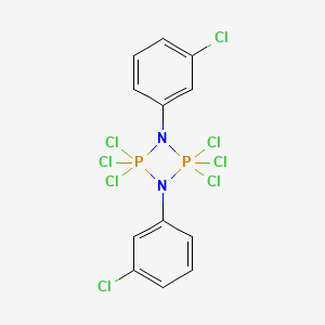 molecular formula C12H8Cl8N2P2 B12766038 1,3,2,4-Diazadiphosphetidine, 2,2,2,4,4,4-hexachloro-1,3-bis(m-chlorophenyl)-2,2,4,4-tetrahydro- CAS No. 33893-19-5