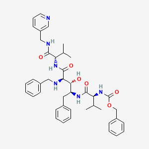molecular formula C42H52N6O6 B12766074 L-Lyxonamide, 2,4,5-trideoxy-4-((3-methyl-1-oxo-2-(((phenylmethoxy)carbonyl)amino)butyl)amino)-N-(2-methyl-1-(((3-pyridinylmethyl)amino)carbonyl)propyl)-5-phenyl-2-((phenylmethyl)amino)-, (1(S),4(S))- CAS No. 169438-15-7