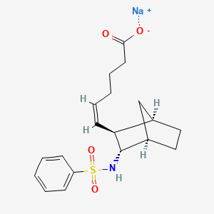 molecular formula C19H24NNaO4S B12766075 Sodium (1R,2R,3S,4S)-6-(3-phenylsulfonylaminobicyclo(2.2.1)hept-2-yl)-5(Z)-hexenoate hydrate CAS No. 134522-34-2