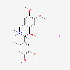 molecular formula C22H28INO5 B12766082 N-Methyl (+-)-13-alpha-hydroxyxylopinine iodide (alpha) CAS No. 120021-24-1