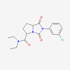 molecular formula C17H20ClN3O3 B12766087 2-(m-Chlorophenyl)-1,3-dioxohexahydro-1H-pyrrolo(1,2-c)imidazole-5-carboxamide CAS No. 90513-91-0