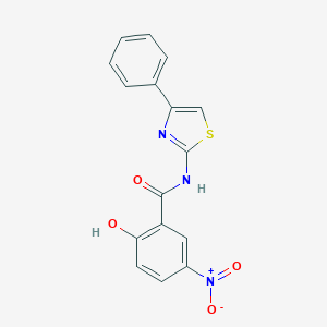 molecular formula C16H11N3O4S B127661 2-Hydroxy-5-nitro-N-(4-phenyl-1,3-thiazol-2-yl)benzamide CAS No. 74675-84-6