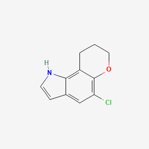 molecular formula C11H10ClNO B12766126 Pyrano(2,3-g)indole, 1,7,8,9-tetrahydro-5-chloro- CAS No. 81257-94-5