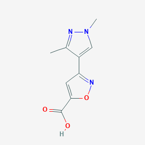 molecular formula C9H9N3O3 B1276615 3-(1,3-dimethyl-1H-pyrazol-4-yl)isoxazole-5-carboxylic acid CAS No. 957484-20-7