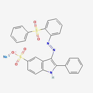 molecular formula C26H18N3NaO5S2 B12766164 1H-Indole-5-sulfonic acid, 2-phenyl-3-((2-(phenylsulfonyl)phenyl)azo)-, monosodium salt CAS No. 90677-63-7