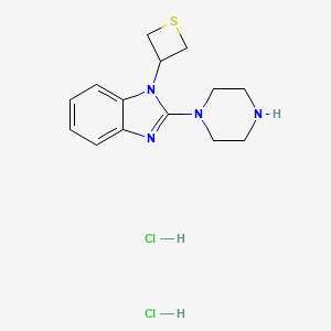 molecular formula C14H20Cl2N4S B12766167 2-(1-Piperazinyl)-1-(3-thietanyl)-1H-benzimidazole dihydrochloride CAS No. 182193-15-3
