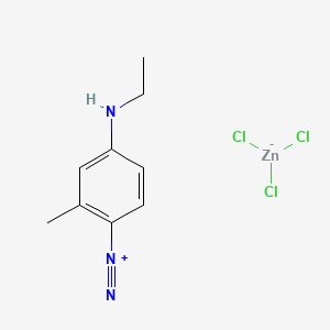 molecular formula C9H12Cl3N3Zn B12766177 Benzenediazonium, 4-(ethylamino)-2-methyl-, trichlorozincate(1-) CAS No. 72906-57-1