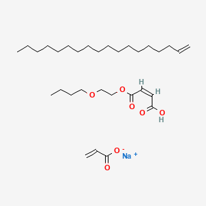 molecular formula C31H55NaO7 B12766230 sodium;(Z)-4-(2-butoxyethoxy)-4-oxobut-2-enoic acid;octadec-1-ene;prop-2-enoate CAS No. 168886-09-7
