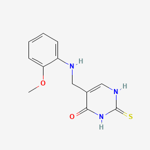 molecular formula C12H13N3O2S B12766310 4(1H)-Pyrimidinone, 2,3-dihydro-5-(((2-methoxyphenyl)amino)methyl)-2-thioxo- CAS No. 89665-66-7