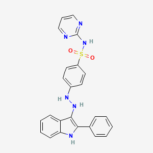 molecular formula C24H20N6O2S B12766324 Benzenesulfonamide, 4-(2-(2-phenyl-1H-indol-3-yl)hydrazino)-N-2-pyrimidinyl- CAS No. 88152-00-5