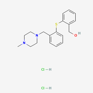 molecular formula C19H26Cl2N2OS B12766359 Benzenemethanol, 2-((2-((4-methyl-1-piperazinyl)methyl)phenyl)thio)-, dihydrochloride CAS No. 93288-97-2