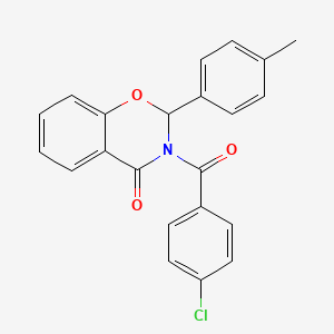 molecular formula C22H16ClNO3 B12766373 2,3-Dihydro-3-(4-chlorobenzoyl)-2-(4-methylphenyl)-4H-1,3-benzoxazin-4-one CAS No. 114439-74-6