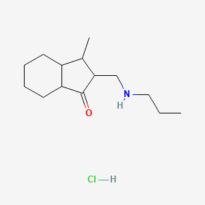 molecular formula C14H26ClNO B12766379 2-((Propylamino)methyl)-3-methylhexahydro-1-indanone hydrochloride CAS No. 88364-45-8