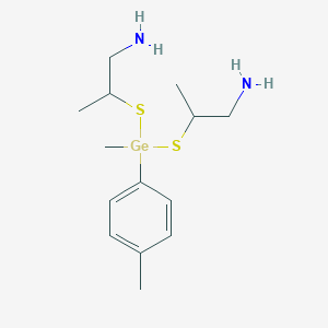 molecular formula C14H26GeN2S2 B12766426 2,2'-((Methyl(p-tolyl)germylene)dithio)bis(1-propylamine) CAS No. 91491-12-2