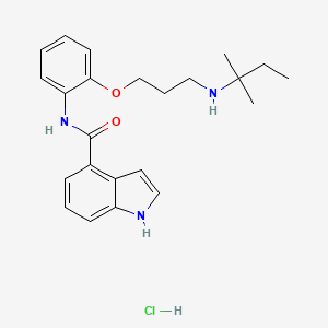molecular formula C23H30ClN3O2 B12766445 1H-Indole-4-carboxamide, N-(2-(3-((1,1-dimethylpropyl)amino)propoxy)phenyl)-, monohydrochloride CAS No. 129323-57-5