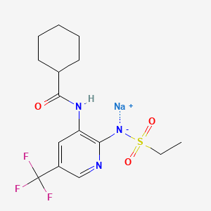 molecular formula C15H19F3N3NaO3S B12766488 IS-741 sodium CAS No. 141284-73-3