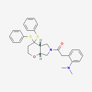 molecular formula C29H32N2O2S2 B12766491 Thiopyrano(2,3-c)pyrrole, octahydro-6-((2-(dimethylamino)phenyl)acetyl)-4,4-diphenyl-, cis-(+-)- CAS No. 146674-52-4