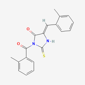 molecular formula C19H16N2O2S B12766496 3-(2-Methylbenzoyl)-5-((2-methylphenyl)methylene)-2-thioxo-4-imidazolidinone CAS No. 112806-21-0