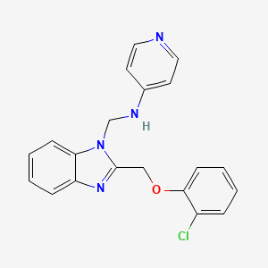 molecular formula C20H17ClN4O B12766538 Benzimidazole, 2-((o-chlorophenoxy)methyl)-1-((4-pyridylamino)methyl)- CAS No. 84138-35-2