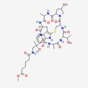 molecular formula C42H59N9O13S B12766577 N(sup delta)-(5-(Methoxycarbonyl)pentanoyl)-delta-aminophalloin [German] CAS No. 87876-28-6