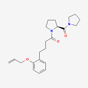 molecular formula C22H30N2O3 B12766701 Pyrrolidine, 1-(1-oxo-4-(2-(2-propenyloxy)phenyl)butyl)-2-(1-pyrrolidinylcarbonyl)-, (S)- CAS No. 112603-91-5