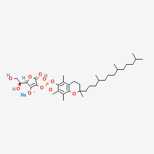 molecular formula C35H56NaO10P B12766704 L-Ascorbic acid DL-alpha-tocopherol phosphoric diester sodium salt CAS No. 132746-07-7