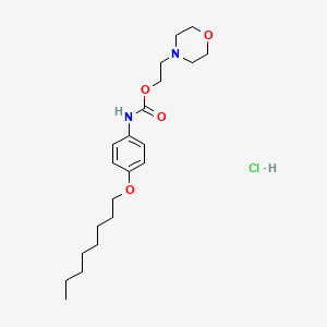 molecular formula C21H35ClN2O4 B12766755 Carbamic acid, (4-(octyloxy)phenyl)-, 2-(4-morpholinyl)ethyl ester, monohydrochloride CAS No. 112923-05-4