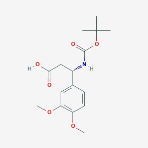 molecular formula C16H23NO6 B1276682 (S)-3-((tert-Butoxycarbonyl)amino)-3-(3,4-dimethoxyphenyl)propanoic acid CAS No. 499995-84-5